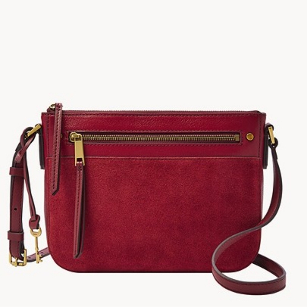 Fossil Farrah Red Velvet Crossbody